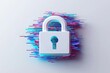 © DZMITRY - An illustration of a lock symbol overlaid with a blue and pink code on a white background. This is a concept of cybersecurity and data preservation.