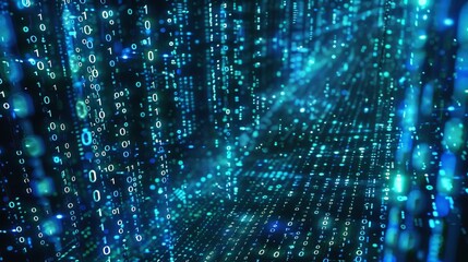 A computer screen with a blue background and orange lines. Concept of technology and the complexity of computer programming.