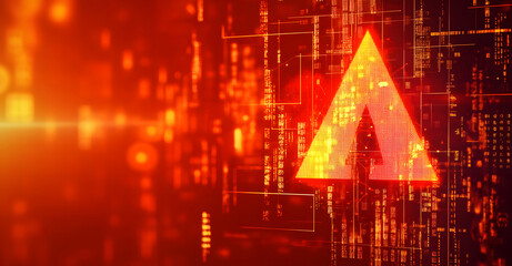 Creative red security alert on blurry backdrop. Fraud and danger concept designs. 3D Rendering design