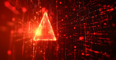 Creative red security alert on blurry backdrop. Fraud and danger concept designs. 3D Rendering design