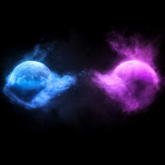 Wall Mural - Celestial Wonders: Visual Concept of Gas Jets from Planets in Purple