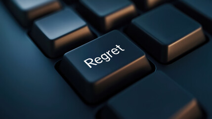 Sticker - A close up of a computer keyboard with the word regret on it, AI