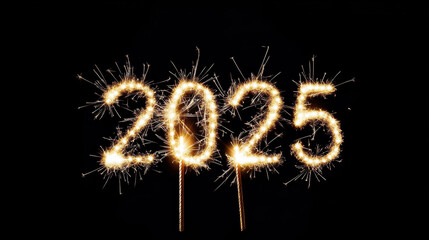 2025 New Year Celebration with Sparkler Numbers.