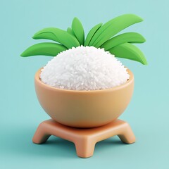 3D Rice Ceremony Icon: Traditional Ritual Illustration Logo