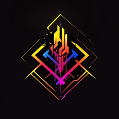 Poster - Abstract Geometric Design with Neon Colors