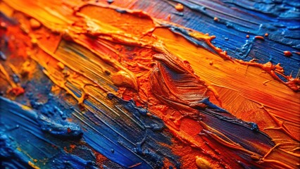 macro shot abstract painting ultramarine fiery orange textures