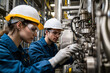 © mattegg - Industrial Workers Inspecting Machinery in a Factory