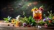 © beng - artistic cocktail presentation with flowers and leaves
