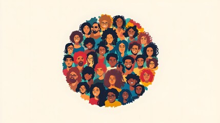 diverse faces from various ethnicities in a circle