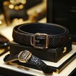 © Pannee - Elegant Black Leather Belt with Stylish Buckle