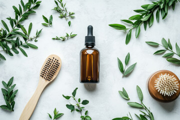 Essential oils displayed in bottles, suitable for hair and skin care. Vibrant colors and various types of oils on a wooden shelf background.