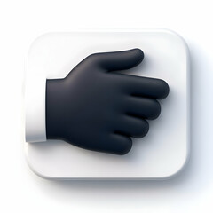 Stylized black hand gesture icon on a white background, ideal for modern digital designs.