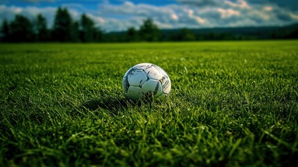 Soccer Ball on a Green Field