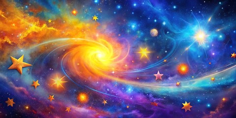 Wall Mural - cosmic dance of stellar spirals, a vibrant tapestry of swirling nebulae and celestial bodies, illumi