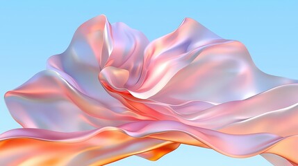 Wall Mural - Abstract Pink Flowing Fabric  3D Render  Pastel Colors  Digital Art  Wallpaper  Background