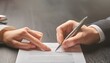 © Angel - Photo d'une personne avec un stylo signant un contrat au bureau