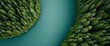 © 2D_Jungle - Serene Aerial View of Lush Green Forests Surrounding a Tranquil River in Nature's Embrace