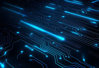 Abstract blue circuit line vector background design on a black background design represents technology and digital design concepts. Vector illustration design