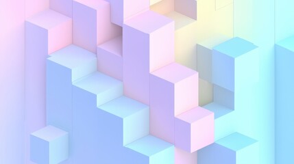 Abstract Geometric 3D Cube Pattern in Pastel Colors   Seamless Background Texture