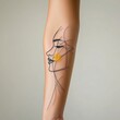 © CHA - This captivating image features an elegant line art tattoo on a female forearm, showcasing a striking profile with minimalistic design and a touch of vibrant color.