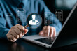 © sirichai - Human Resources Manager using magnifier glass finding to human icons team leader, network human, HRM, CRM, Recruitment Consultants, Headhunter, recruitment agency, Human Resources Management Concepts.