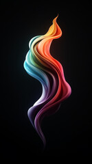 Canvas Print - Abstract rainbow ribbon flowing in the dark.