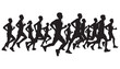 © MST - Marathon Runner Running Silhouette, Marathon run silhouette vector illustration black and white art
