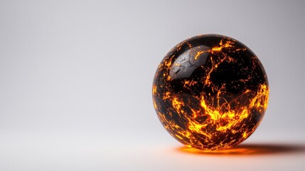 Canvas Print - A glowing sphere with fiery patterns, on a white isolated background.