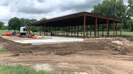 Construction Site Progress with Steel Framework