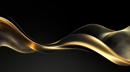 Wall Mural - Abstract Golden Wave on a Black Background