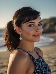 A lovely lady standing on the beach