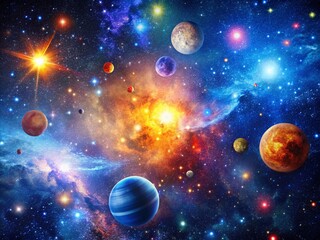 Wall Mural - vast and colorful space background with stars, nebulae, and celestial bodies for creative projects