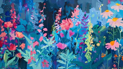 gouache botanical gardens painting poster background