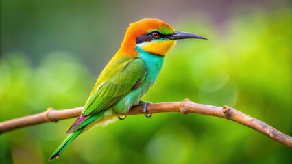 Wall Mural - Asian green bee-eater (Merops orientalis) perched on a branch in Sri Lanka , bird, wildlife, colorful, feathers, nature, tropical