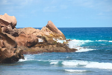 The scenery of Seychelles islands in the Indian Ocean