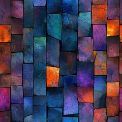 Wall Mural - seamless pattern of shimmering mosaics that reflect light in dreamlike ways