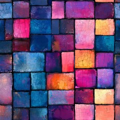 Wall Mural - seamless pattern of shimmering mosaics that reflect light in dreamlike ways