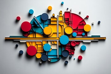 Aufkleber - Simple minimalist abstract of a subway map with clean lines and dots representing stations, symbolizing the clarity and efficiency of urban public transport