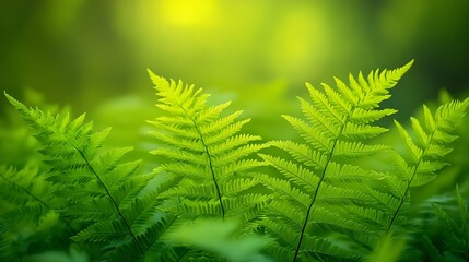 Aufkleber - Fern leaves Green fern plants in nature landscape Fern plants in forest Fresh green tropical foliage Rainforest jungle landscape Green plants nature wallpaper Organic nature background : Generative AI