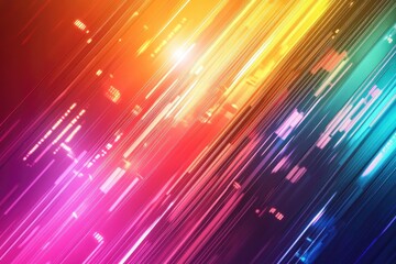 Wall Mural - colorful light streaks, vibrant abstract design, white isolate background