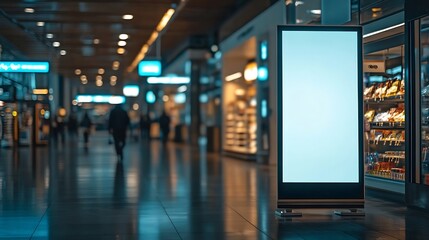 Poster - Sign and Billboard Mockup at duty free shop in departure terminal to promote your business or organization in a unique and eyecatching way : Generative AI