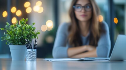 Fototapete - Business woman and coworking office for meeting happy and planning or ideas for employees collaboration Professional goal and discussion for growth corporate and staff for our vision i : Generative AI