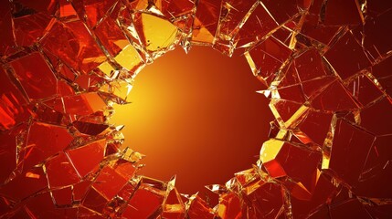 Wall Mural - shattered glass effect, cracks radiating outward with a smooth-edged circular gap in the center on r
