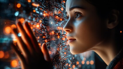 Leinwandbilder - Big data analytics with AI technology Data analyst analyzing and visualizing complex information network with artificial intelligence Machine learning algorithm for business analytics  : Generative AI
