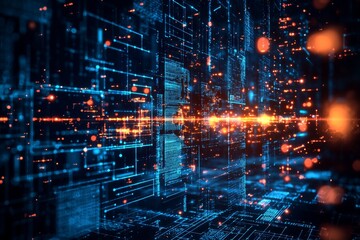 Digital Technology background of data and network created with Generative AI
