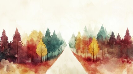 Simple and elegant abstract autumn trees, leaves and roads watercolor background, white background.
For card, invitation, banner, marketing, advertising, design, cover, web, social media,presentation.