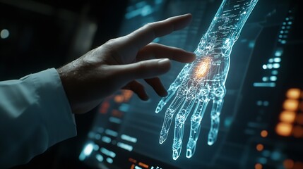 Fototapete - Medical worker touch virtual medical revolution and advance of technology Artificial IntelligenceAI Deep Learning for medical researchTransformation of innovation and technology for fu : Generative AI