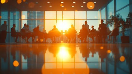 Leinwandbilder - Collaboration business people and meeting in office for conference seminar or workshop on corporate training Lens flare diversity and group of employees for professional onboarding or  : Generative AI