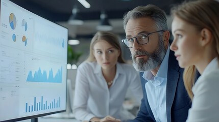 group of business people working and communicating together in the office With the charging of graphs for analysis conceptual analysis and business planning : Generative AI