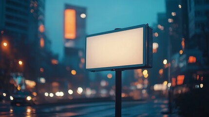 Poster - blank white poster and advertiser ad space digital outdoor display lightbox and billboard street corner mockup base empty display panel glass design soft streetscape shopping street ba : Generative AI